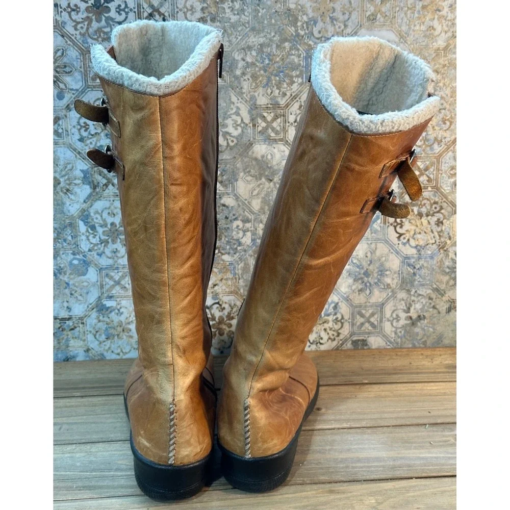 Keen Tall Leather Faux Fur Lined Boots Womens 9.5 Brown